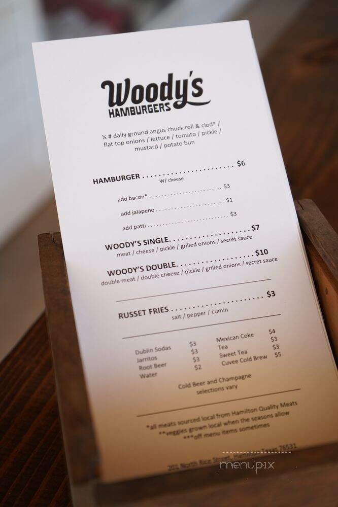 Woody's Hamburgers - Hamilton, TX menu_pic