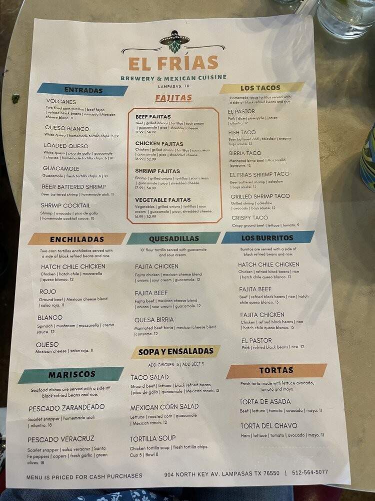 El Frias - Lampasas, TX menu_pic