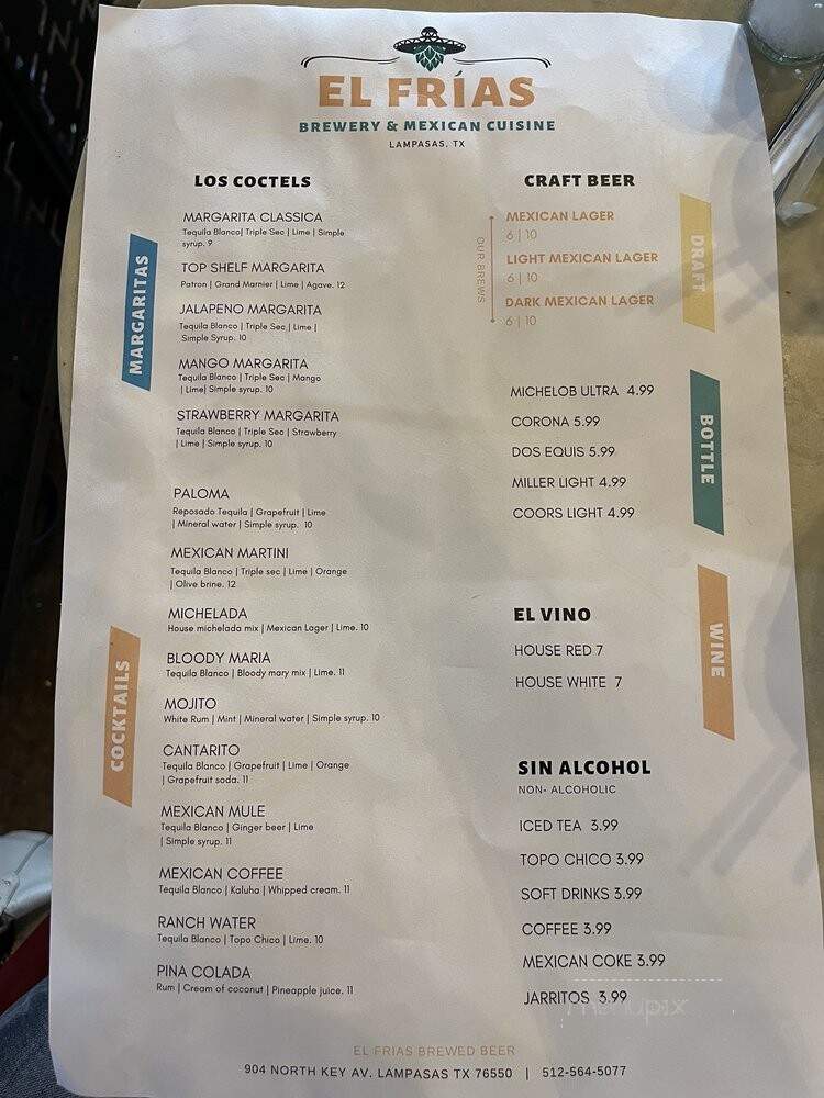 El Frias - Lampasas, TX menu_pic