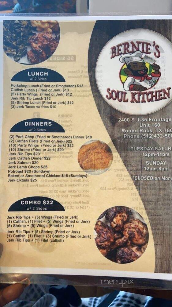 Bernie's Soul Kitchen - Round Rock, TX menu_pic