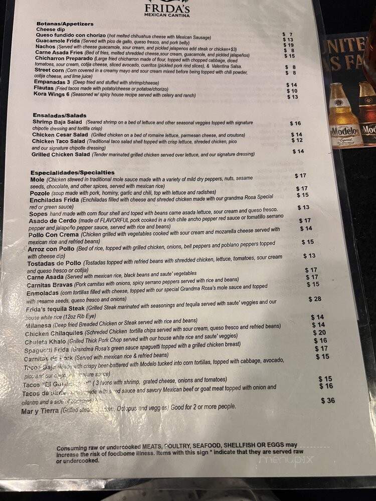 Frida's Mexican Cantina - Charlotte, NC menu_pic