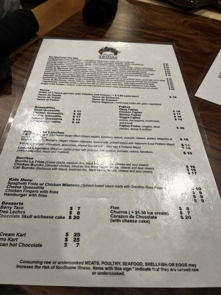 Frida's Mexican Cantina - Charlotte, NC menu_pic
