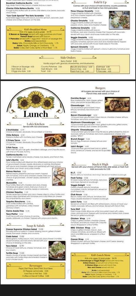 Lola's Family Restaurant - Chester, CA menu_pic
