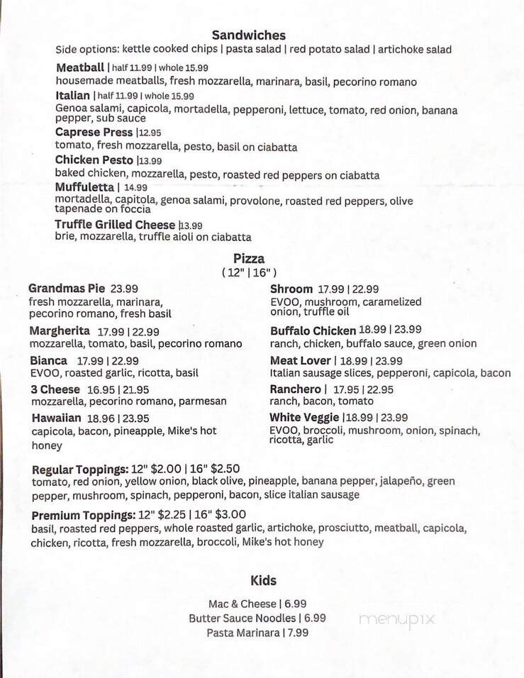 Isola Pizzeria and Bar - Hatteras, NC menu_pic