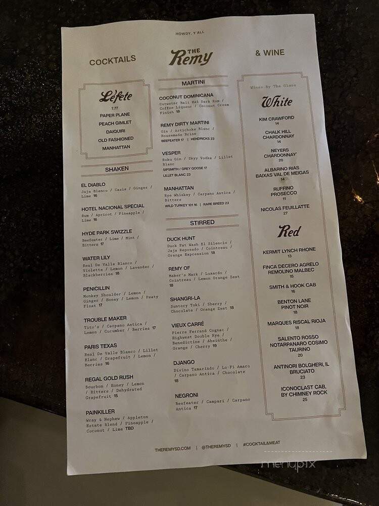 The Remy - San Diego, CA menu_pic