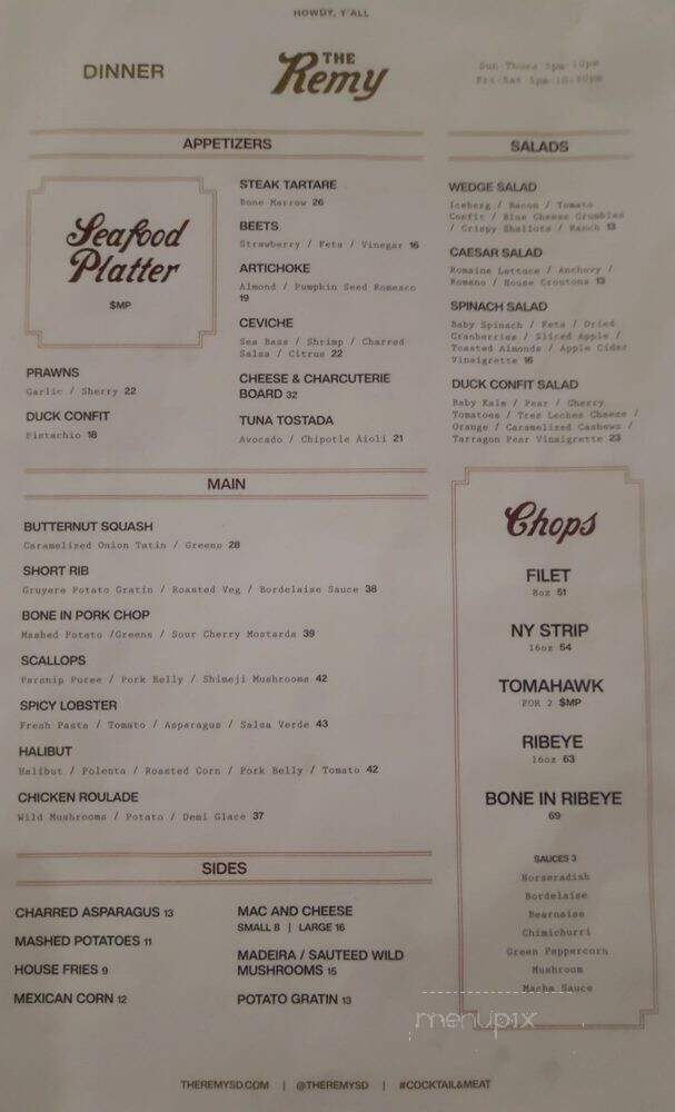 The Remy - San Diego, CA menu_pic