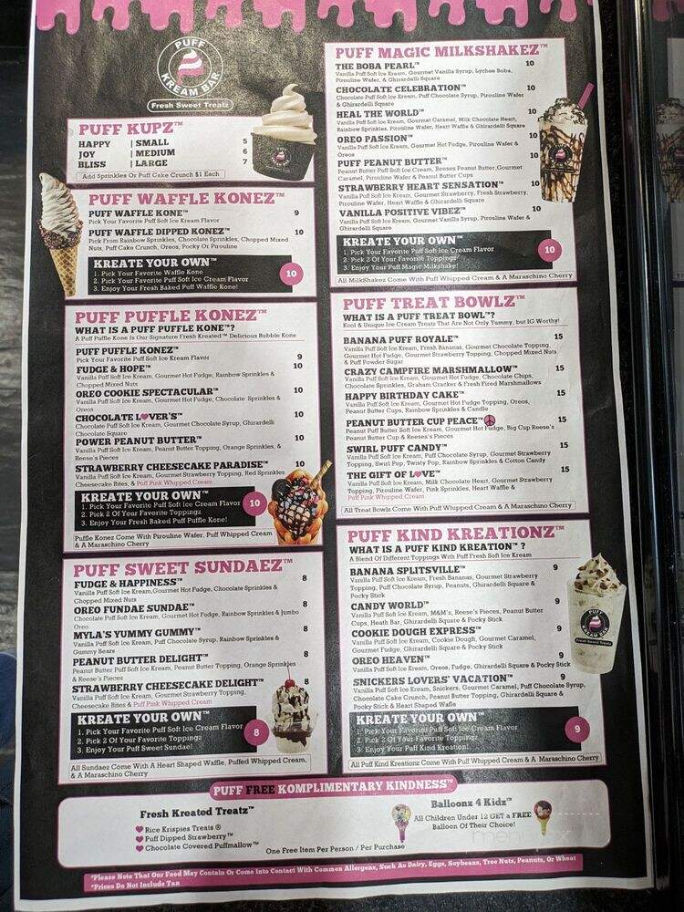 Puff Kream Bar - Mission Viejo, CA menu_pic