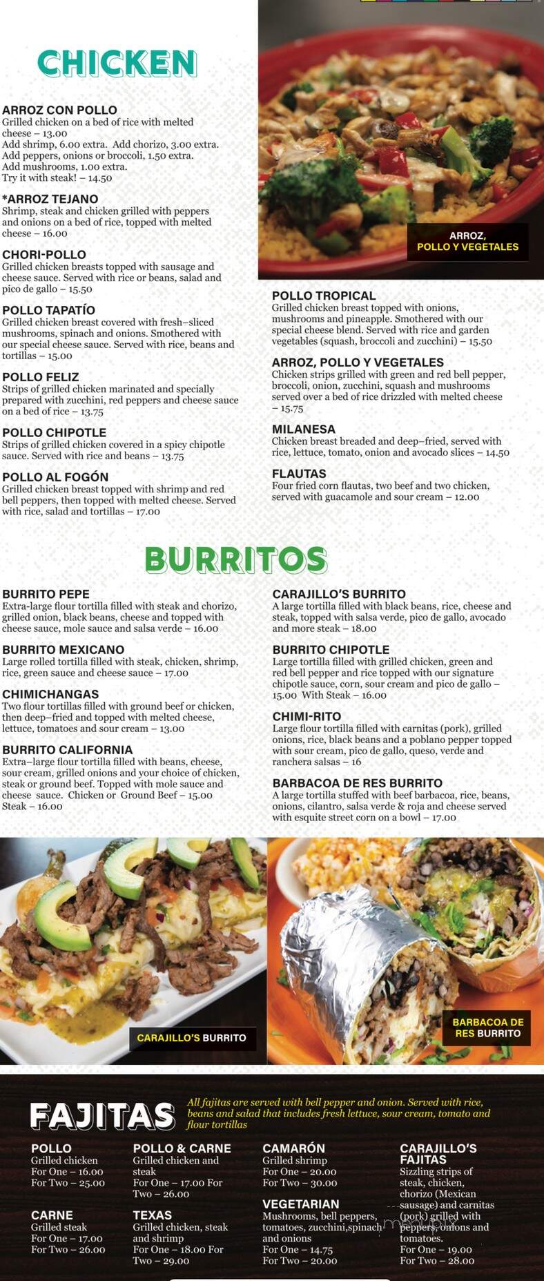 Carajillo's Mexican Kitchen - Raleigh, NC menu_pic