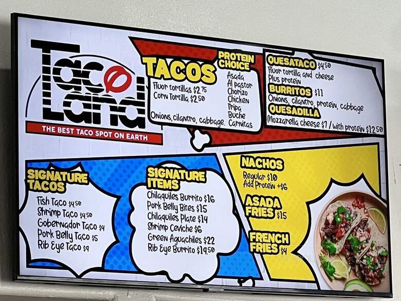 Taco Land - Anaheim, CA menu_pic