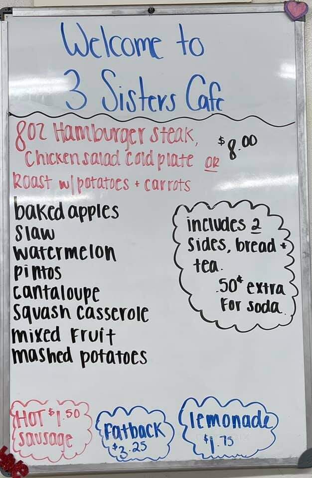 3 Sisters Cafe - Reidsville, NC menu_pic