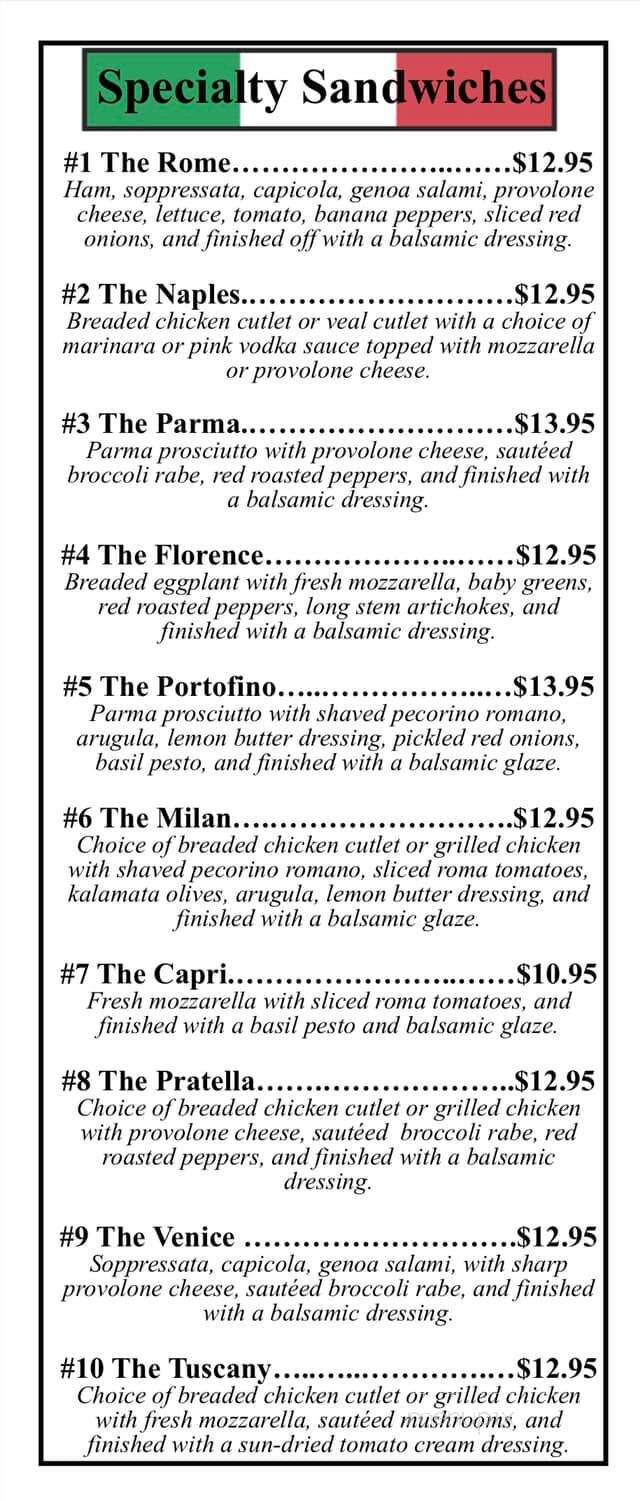 Taste of Italy Deli & Caffe - Johnston, RI menu_pic
