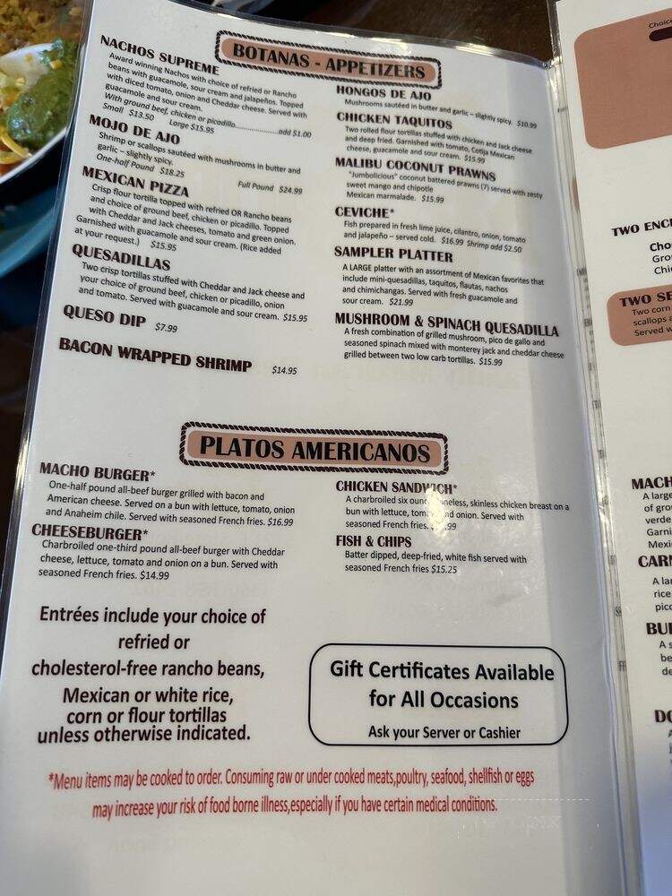 2 Margaritas - Lakebay, WA menu_pic