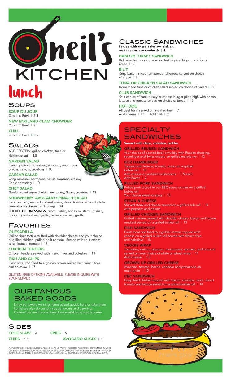 Oneil's Kitchen - Mashpee, MA menu_pic
