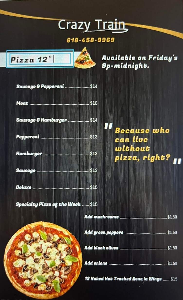 Crazy Train Saloon & Grill - Waterloo, IL menu_pic