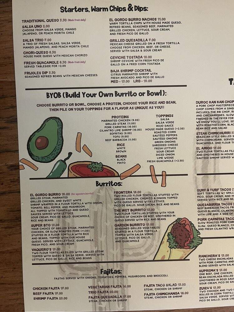 El Gordo Burro - DuBois, PA menu_pic