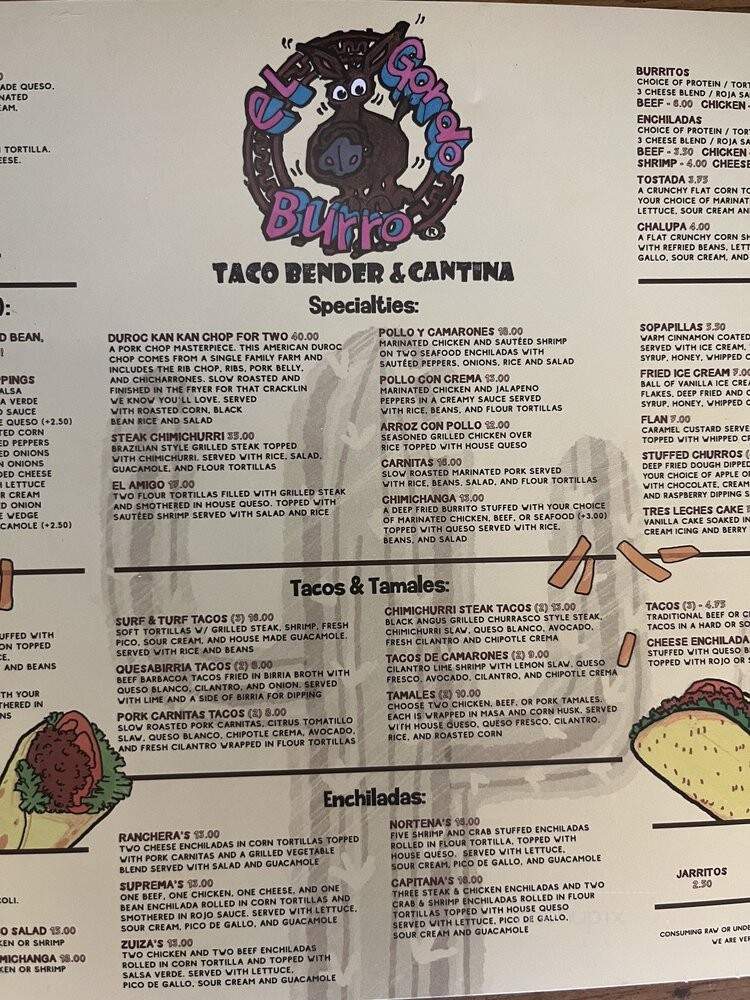 El Gordo Burro - DuBois, PA menu_pic