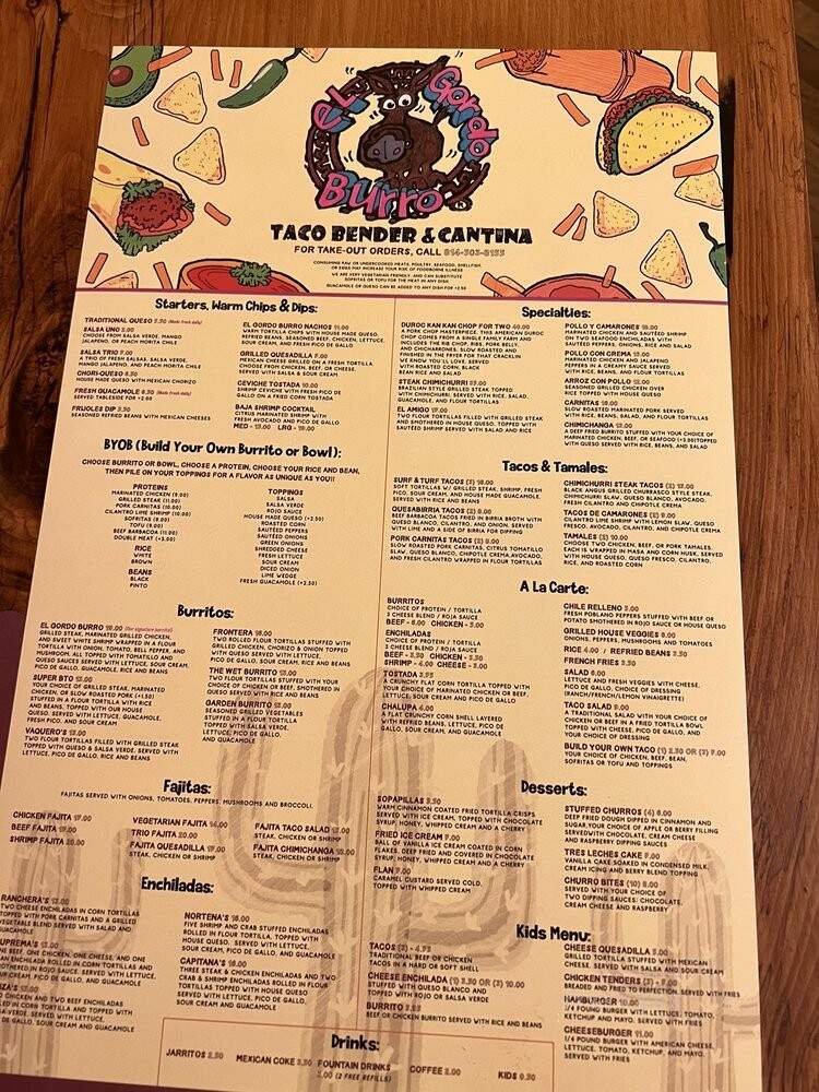 El Gordo Burro - DuBois, PA menu_pic