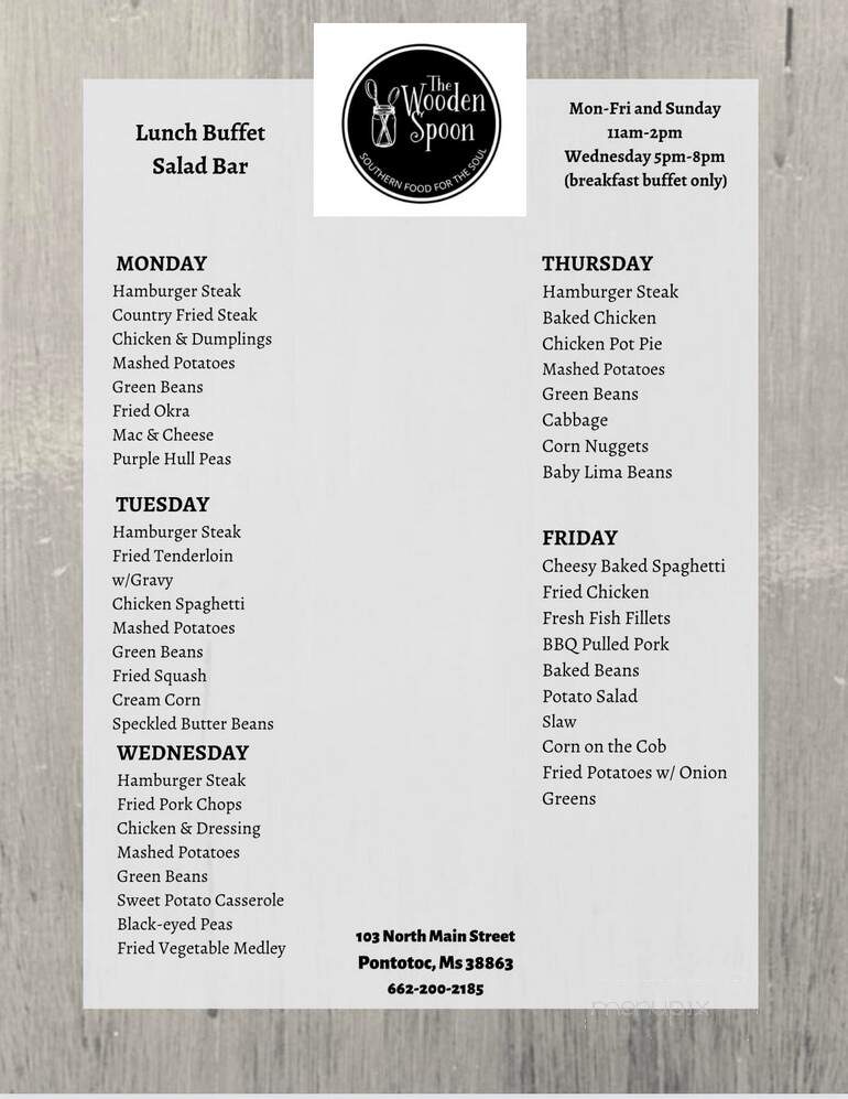 The Wooden Spoon - Pontotoc, MS menu_pic