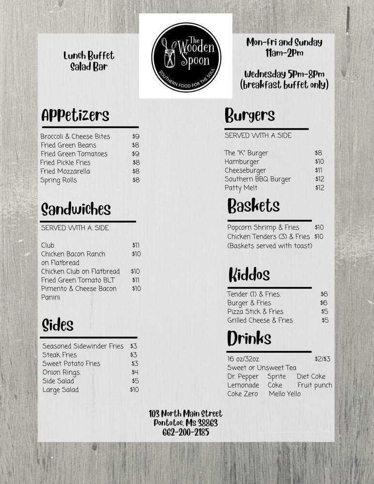 The Wooden Spoon - Pontotoc, MS menu_pic