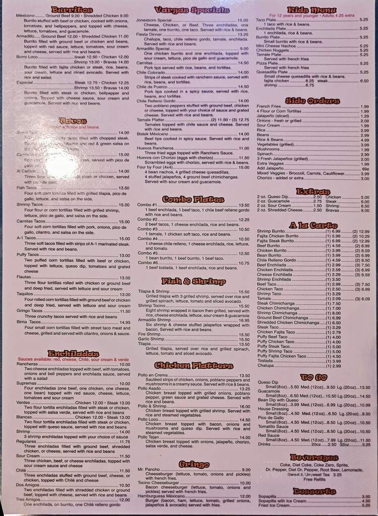 Armadillo Mexican Grill - Olla, LA menu_pic