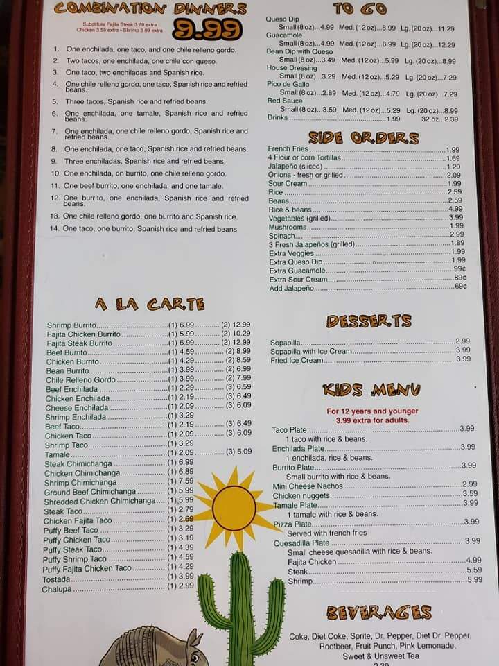 Armadillo Mexican Grill - Olla, LA menu_pic