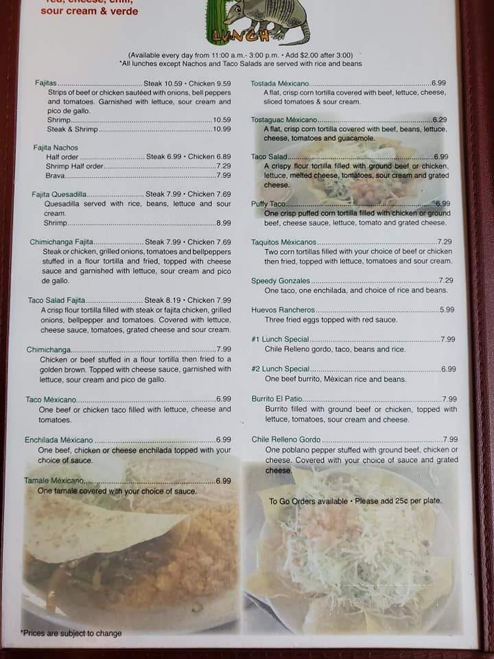 Armadillo Mexican Grill - Olla, LA menu_pic