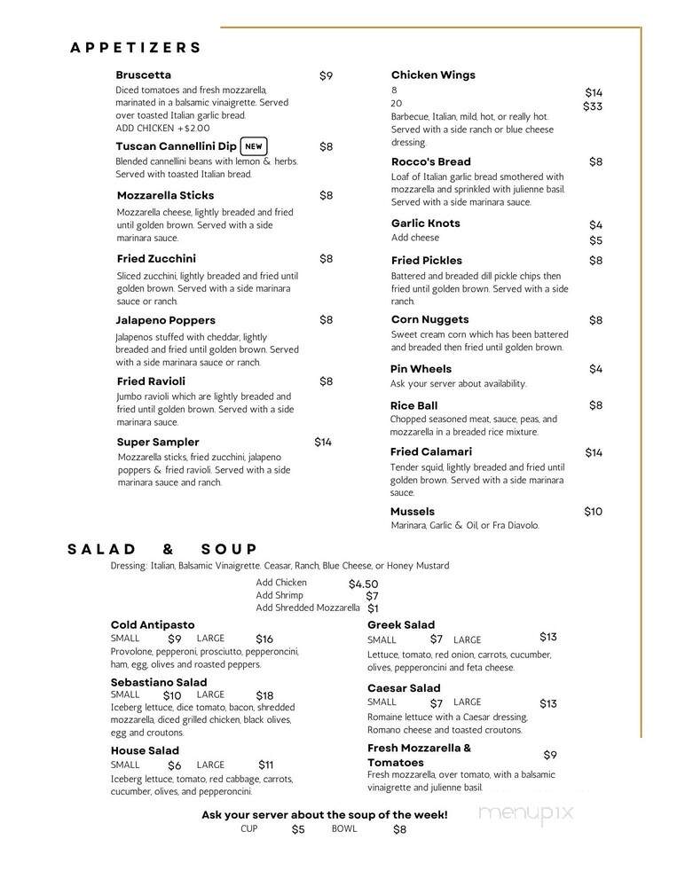 Rocco's Pizzeria & Spirits - Mooresville, NC menu_pic