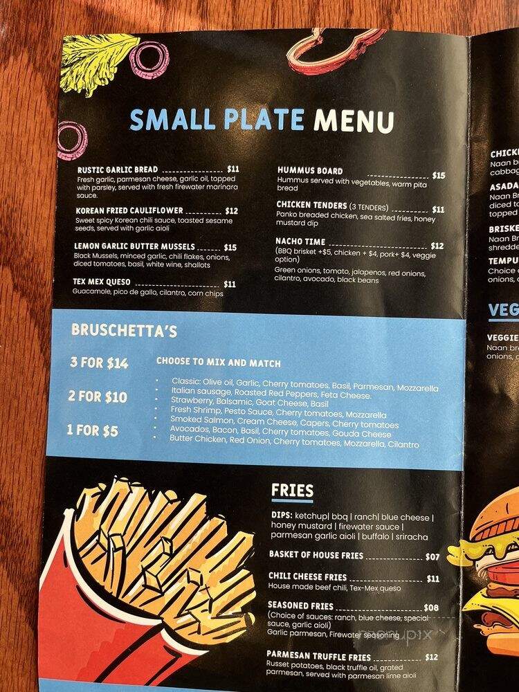 Firewater Sports Bar Cafe - Cedar Park, TX menu_pic