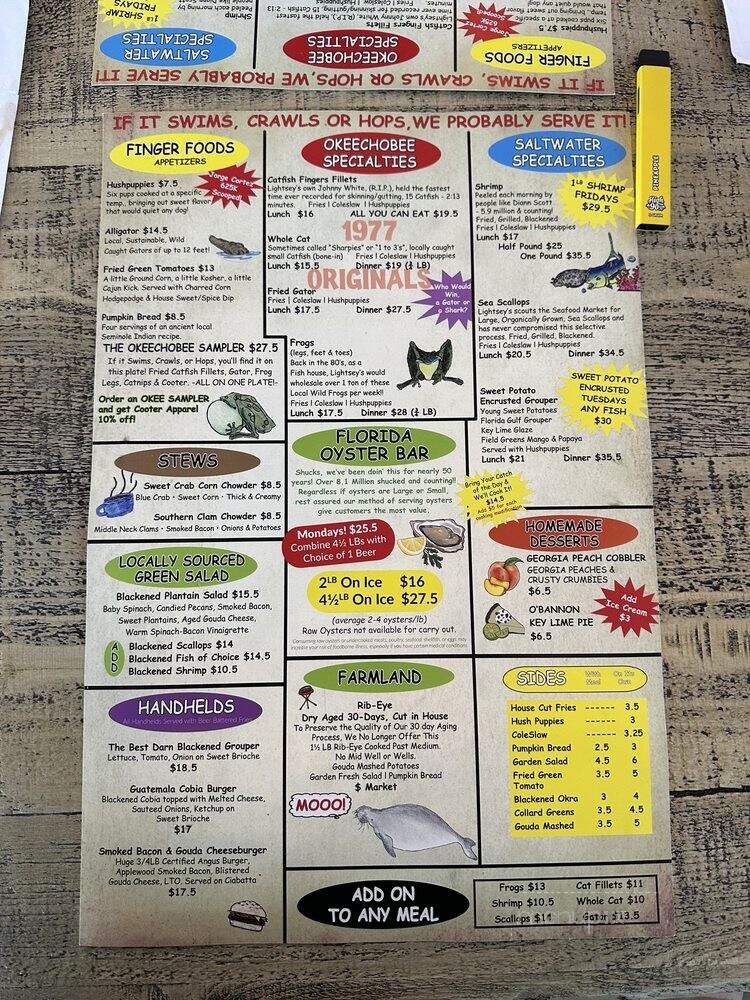 Lightsey's Seafood Restaurant - Jensen Beach, FL menu_pic