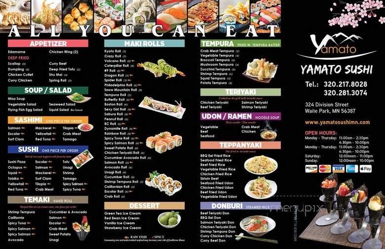 Yamato Sushi - Waite Park, MN menu_pic