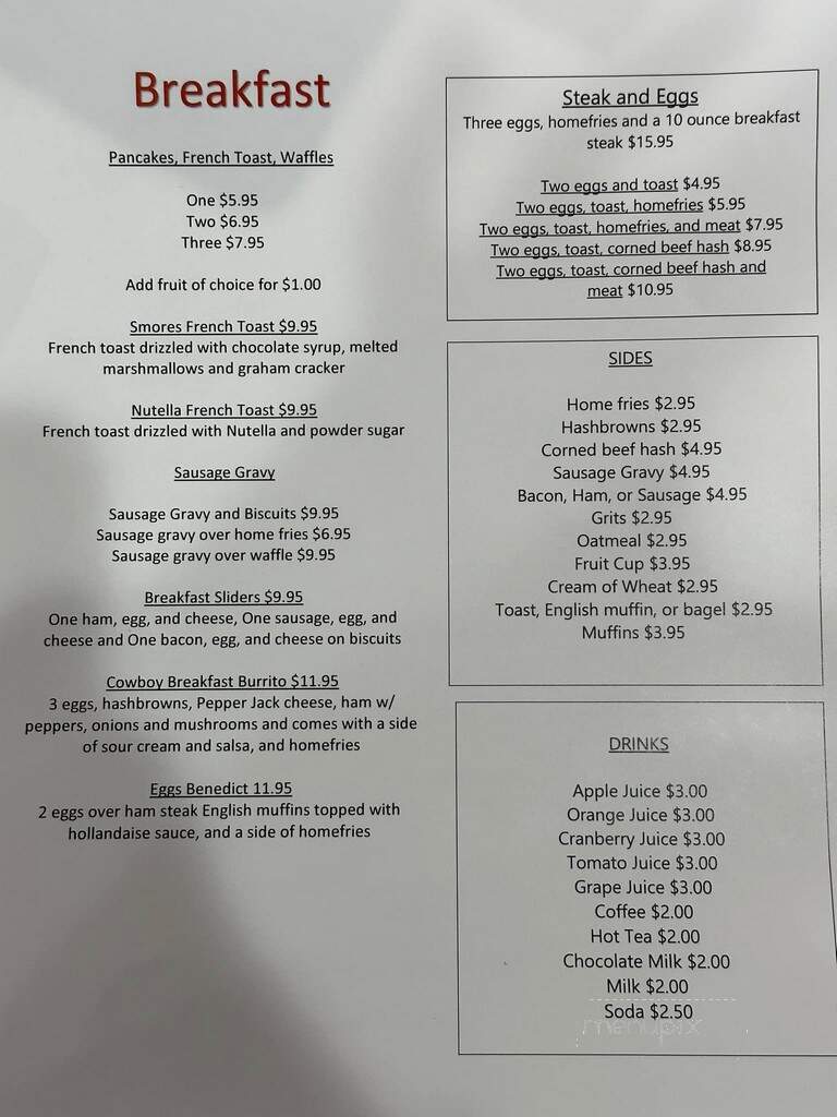 Gabby Rays Diner - Walton, NY menu_pic