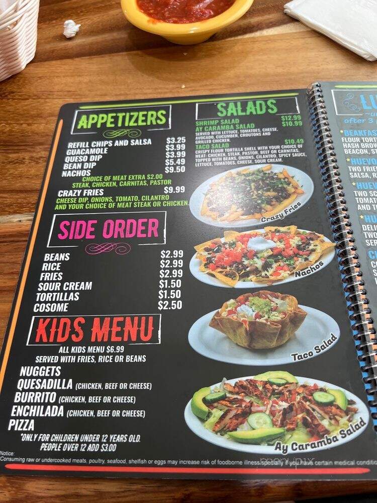 Taqueria Ay Carumba - Delaware, OH menu_pic