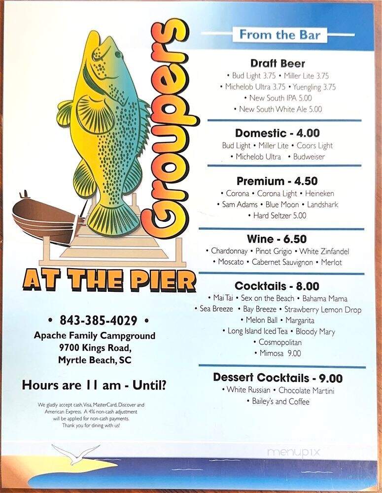 Groupers At the Pier - Myrtle Beach, SC menu_pic