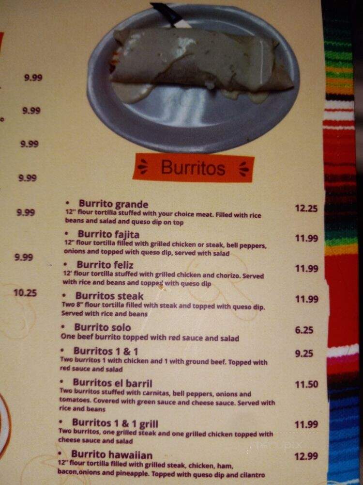 El Barril - Taylor Ridge, IL menu_pic