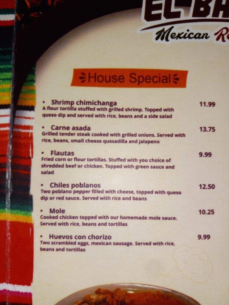 El Barril - Taylor Ridge, IL menu_pic