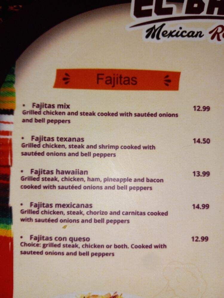 El Barril - Taylor Ridge, IL menu_pic