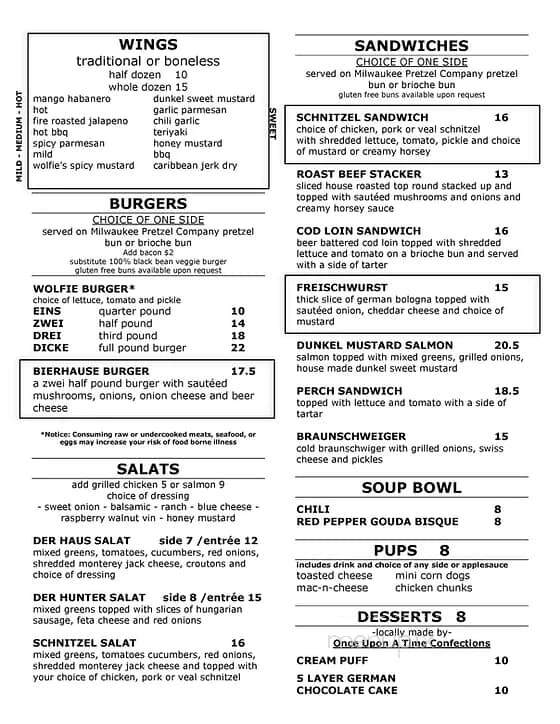 Wolfies Bierhaus - Port Clinton, OH menu_pic