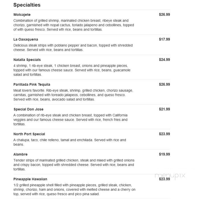 Pineapple Tequila - Venice, FL menu_pic
