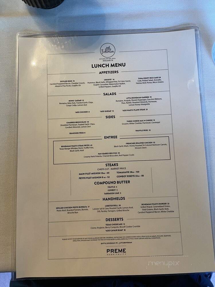 Little Bohemian - Midland, TX menu_pic