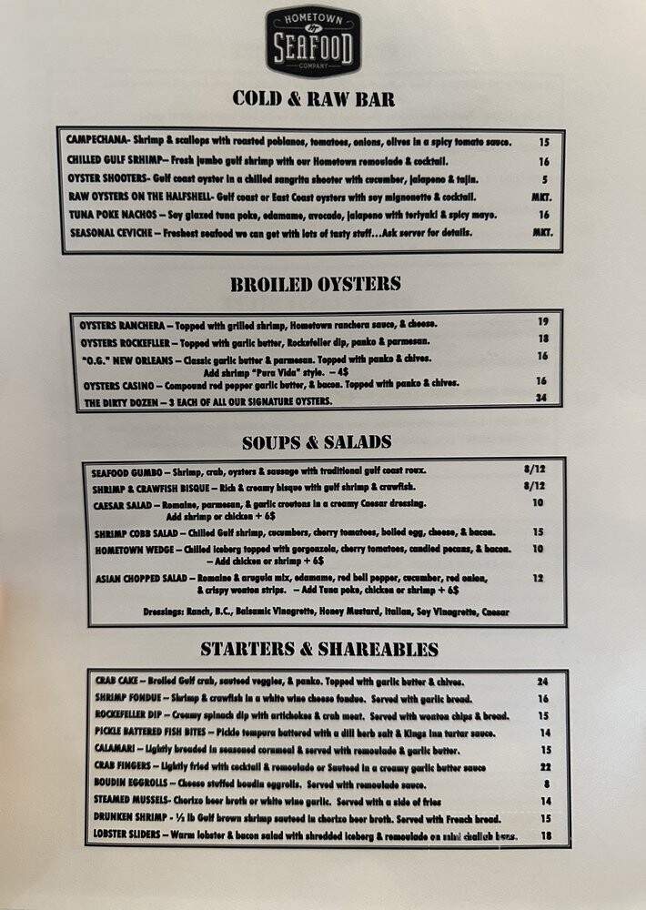 Hometown Seafood - Pearland, TX menu_pic