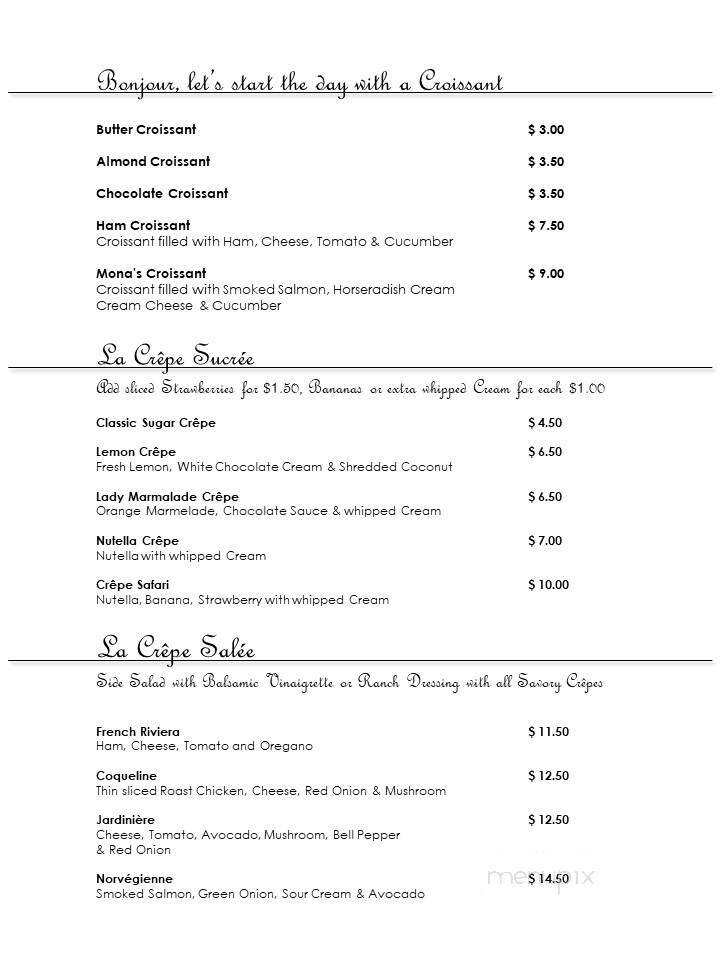 Mona's French Cafe - Cypress, TX menu_pic