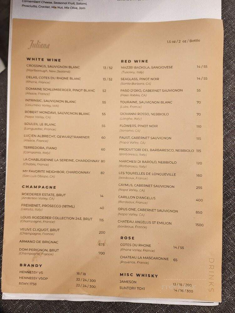 Juliana Los Angeles - Los Angeles, CA menu_pic