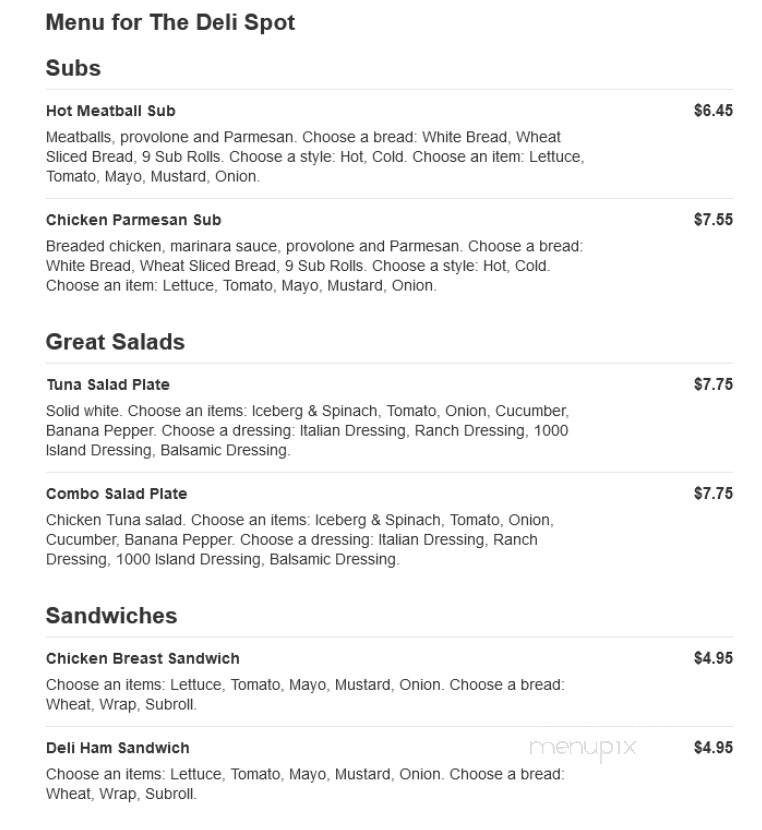 The Deli Spot - Montrose, NY menu_pic