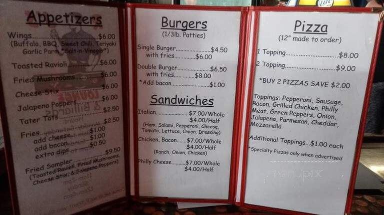 R J Lounge & Billards - Paris, TN menu_pic