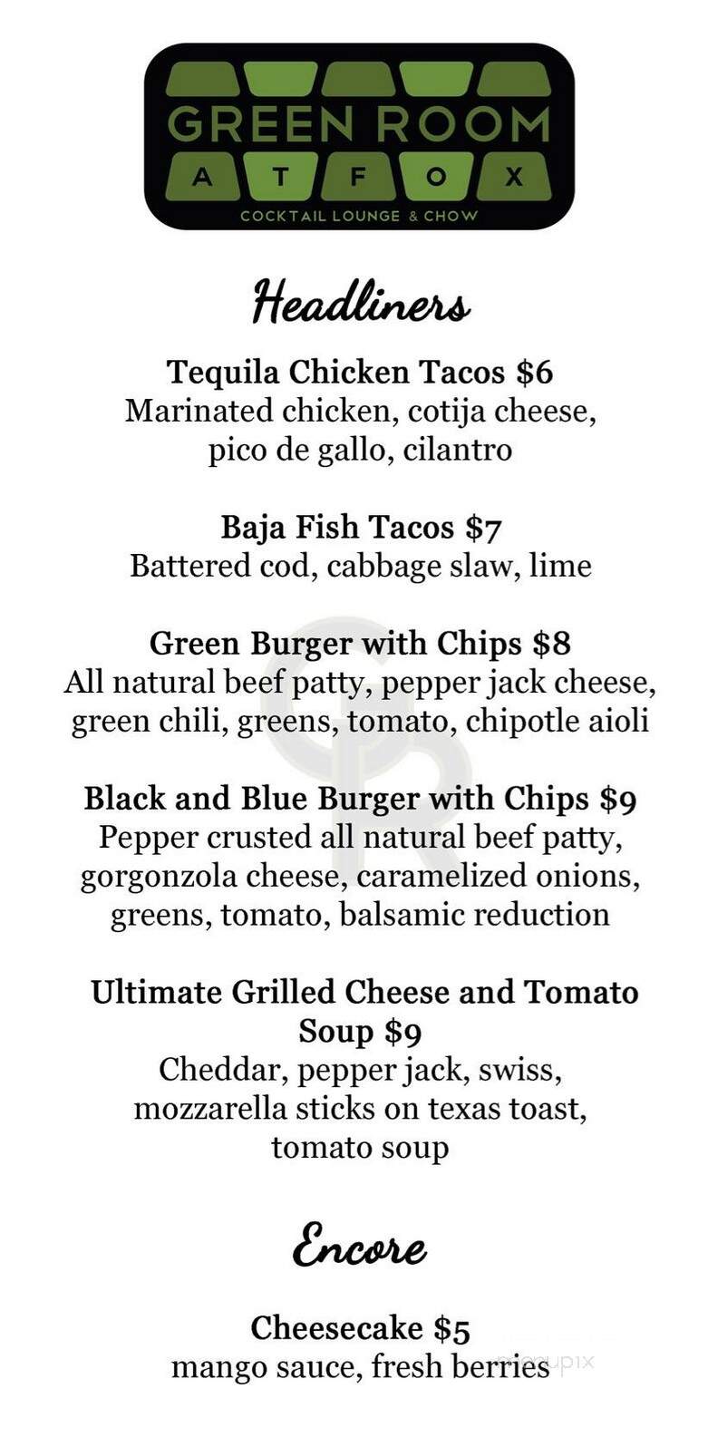 Green Room - Pomona, CA menu_pic