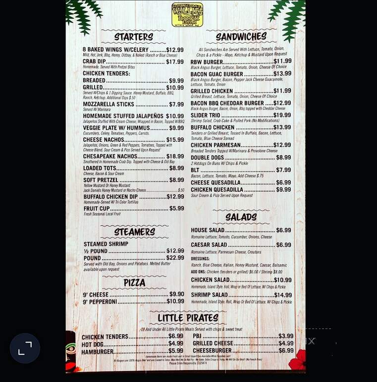 Row Boat Willies - Edgemere, MD menu_pic