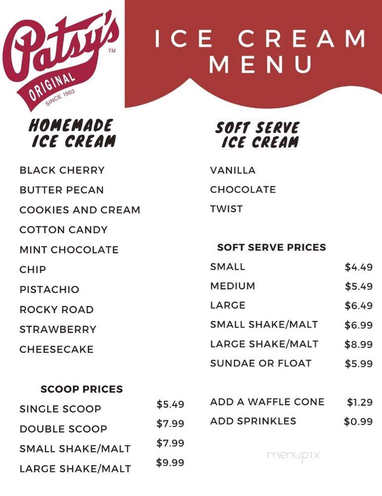 Patsy's - Manitou Springs, CO menu_pic