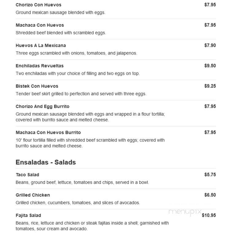 La Mexicana - Pullman, MI menu_pic