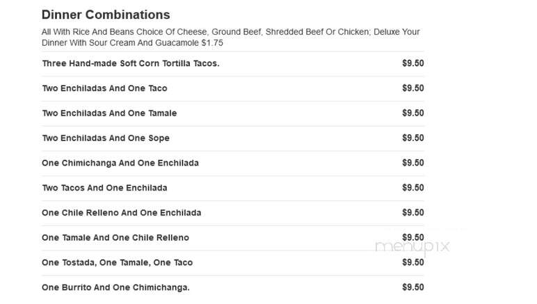 La Mexicana - Pullman, MI menu_pic