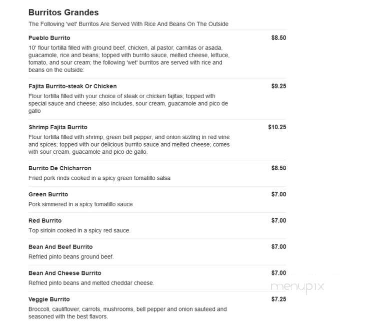 La Mexicana - Pullman, MI menu_pic